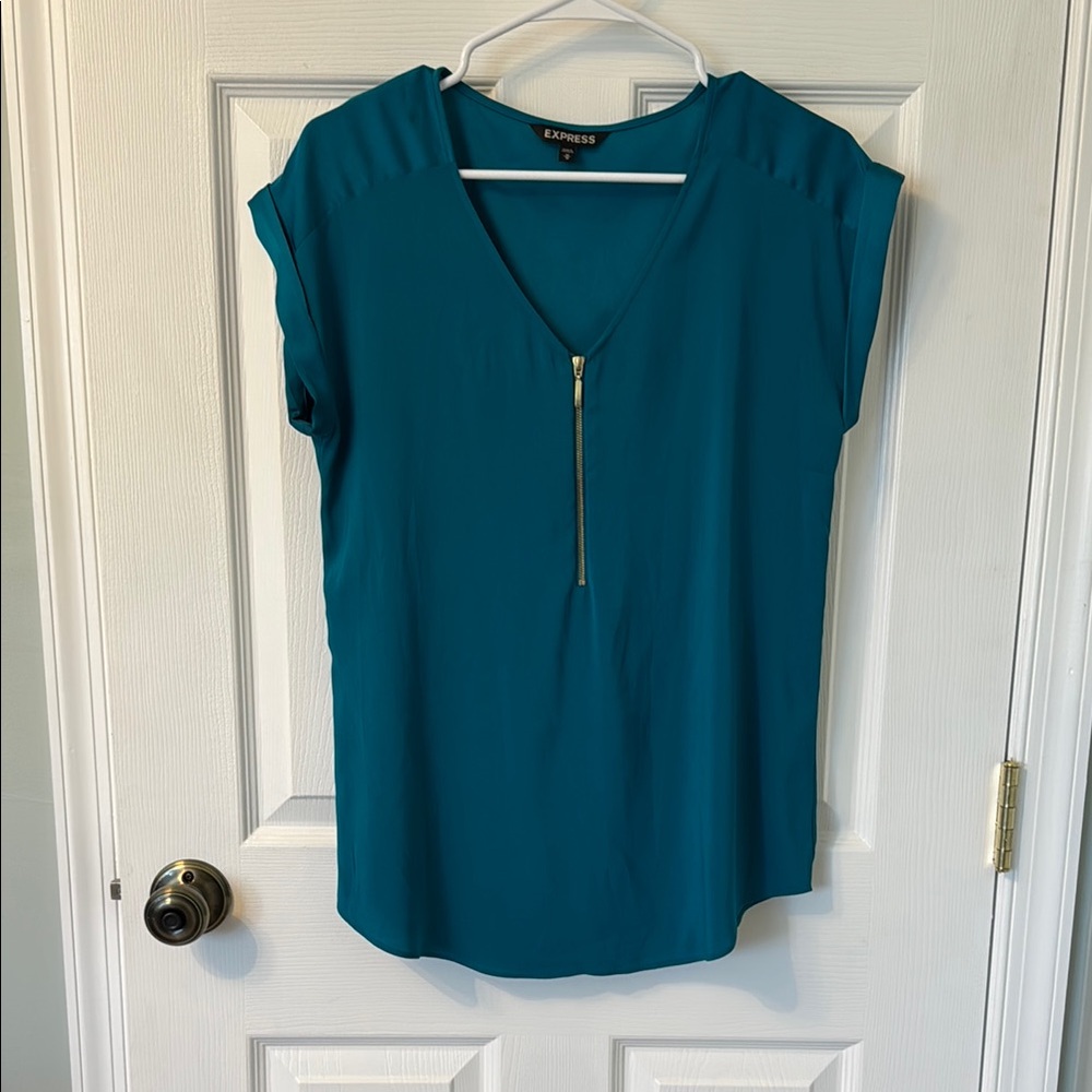 Express Teal V-Neck Women's Top